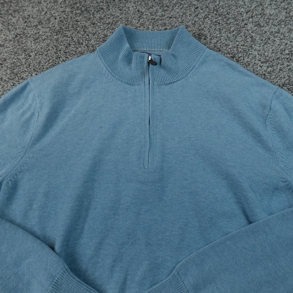 Vineyard Vines Sweater Mens L Blue Merino Wool 1/4 Zip Mock Neck Knit Pullover